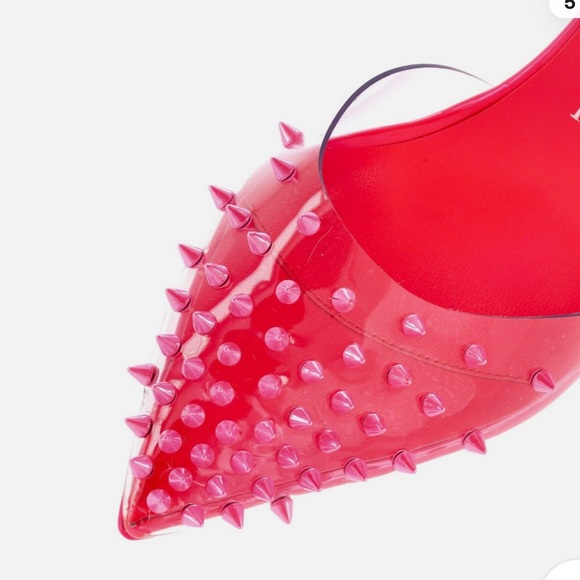 Christian Louboutin Red Spiked Heels - Picture 4 of 6